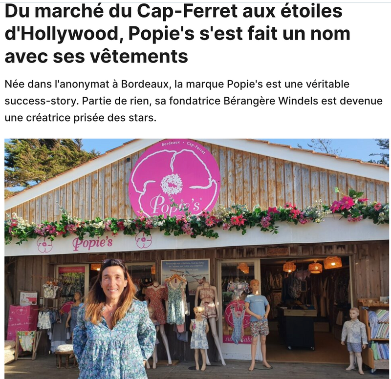Du marché du Cap-Ferret aux étoiles d'Hollywood, Popie's s'est fait un nom avec ses vêtements